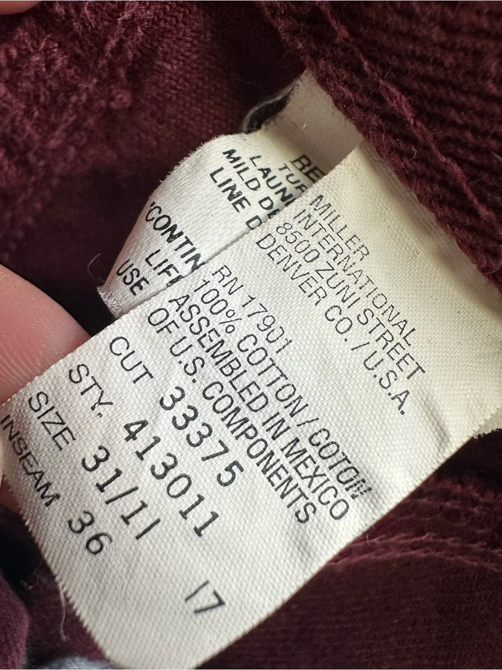 Rockies Vintage Women's Straight-Leg Bareback Burgundy/Plum Chinos